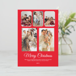 Convite Colagem de Fotos de Natal Simples e Branca Vermelh