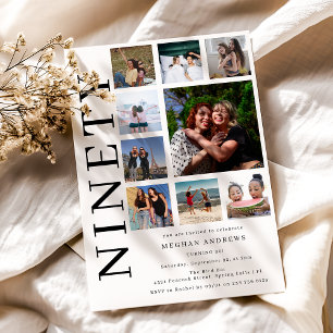Convite Colagem de Fotos de Nonagésimo Aniversário