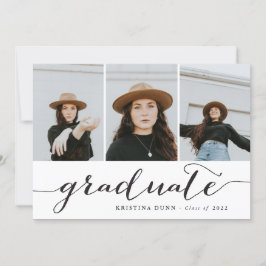 Convite Colagem de Fotos de Script Preto do formando | For