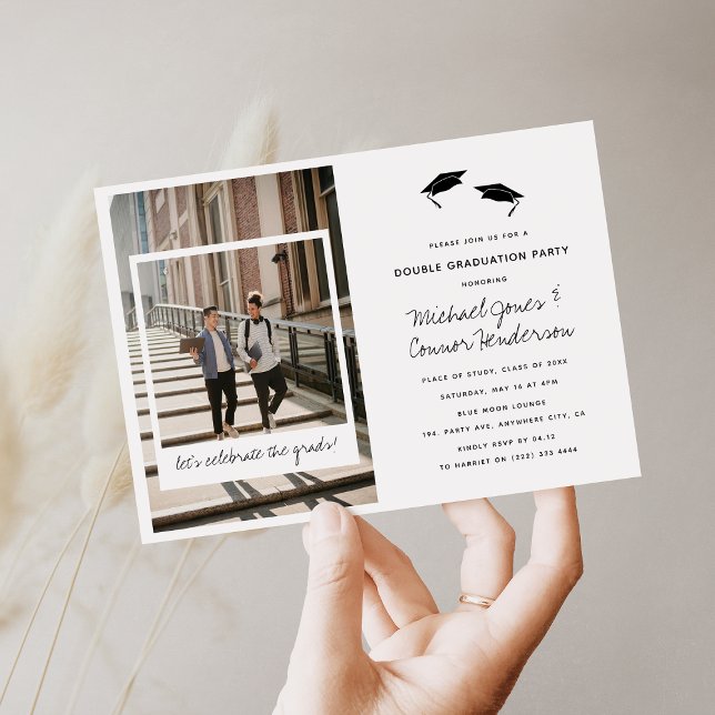 Convite Colagem de Fotos Divertida Festa de formatura Dupl (Criador carregado)