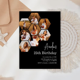 Convite Colagem de Fotos em Branco Preto da festa de anive