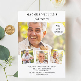 Convite Colagem de fotos em festa de aniversário branca