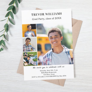 Convite Colagem de fotos em preto branco festa de formatur