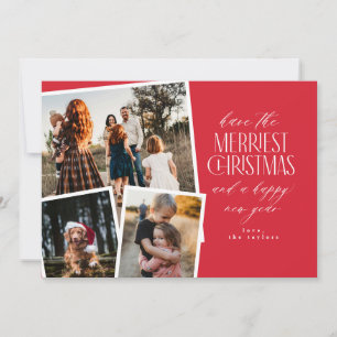 Convite Colagem de Fotos Feliz Natal Vermelho e Branco