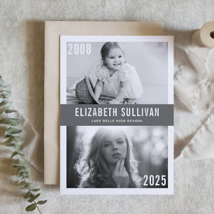 Convite Colagem de Fotos Gradução Cinza Então e Agora