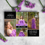 Convite Colagem de Fotos Mínima Moderna Negra Doce Dezesse<br><div class="desc">Moderno e minimalista Sweet 16 convite com uma colagem fotográfica de quatro fotos da bonito aniversariante. Adicione o texto do convite 16 Doce a um design de tipografia simples e limpo,  em branco,  contra caixas negras espaçadas entre as fotos do Sweet 16 anos.</div>