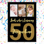 Convite Colagem de Fotos Moderna Dourada de 50º Aniversári<br><div class="desc">Coloque um sorriso num rosto com este personalizado 50º aniversário da coleção de fotos modernas do roteiro Convite. Você pode adicionar uma infância fofa ou qualquer coisa que quiser. - Basta clicar para personalizar este design - Para uma opção ecologicamente amigável - escolher 🔥 digital As minhas promessas - Este...</div>