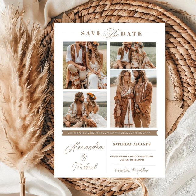 Convite Colagem de Fotos Moderna Salva A Data (Criador carregado)