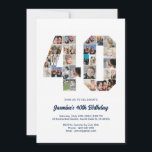 Convite Colagem de Fotos Personalizada do Número de aniver<br><div class="desc">Celebre um aniversário de 40 anos importante com este belo convite. É um convite personalizado para colagem de fotos que permite criar um design verdadeiramente único e memorável. Este modelo personalizável permite inserir as suas próprias fotos prezadas, capturando os momentos preciosos da sua vida. Este convite é perfeito para comemorar...</div>