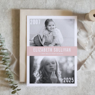 Convite Colagem de Fotos Rosa Cor de Rosto Agora e Então G