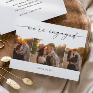 Convite Colagem de Fotos Simples de Casamento noivado Scri
