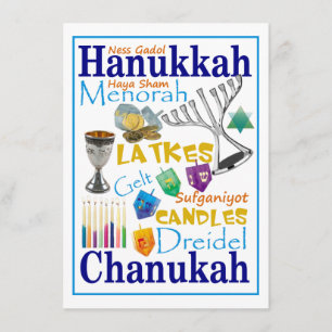 Convite Colagem de Palavras de Chanukah