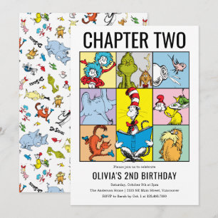 Convite Colagem de Personagens de Aniversário do Capítulo