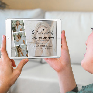 Convite Colagem de Tiras de Fotos Modernas Festa de Format