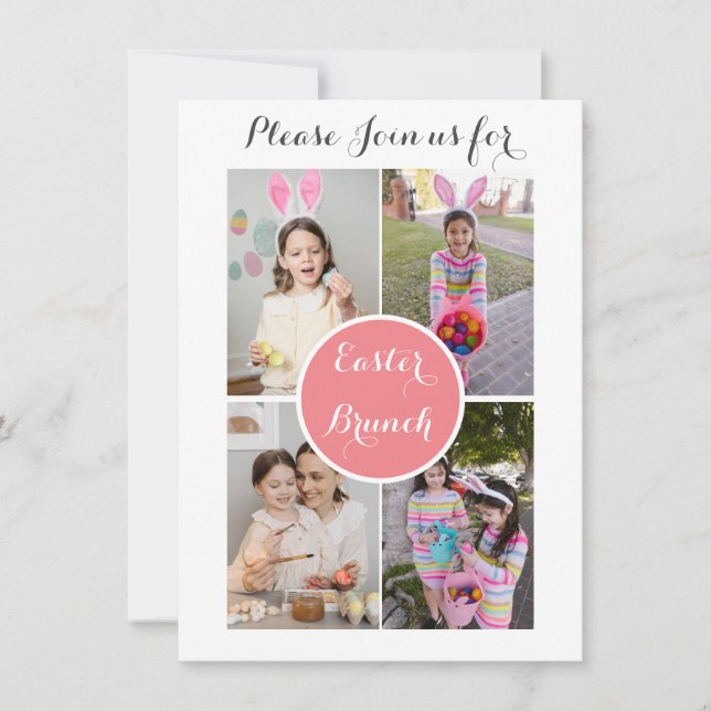 Convite Colagem fotográfica Ovos de Páscoa Coelho de Pásco (Frente)