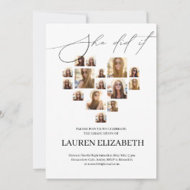 Convite Colagem moderna de 15 fotos em preto e branco para