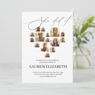 Convite Colagem moderna de 15 fotos em preto e branco para