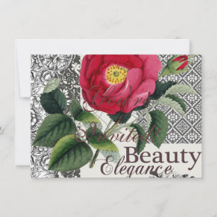 Convite Colagem moderna do wallpaper do rosa Vintage Damas