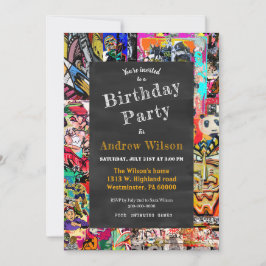 Convite Colagem na parede do grafite com quadro