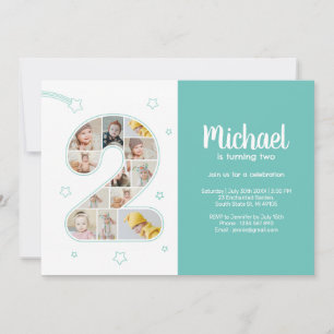 Convite Colagem Personalizada de Fotos do segundo aniversá