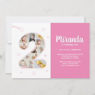 Convite Colagem Personalizada de Fotos Número 2 da Raparig
