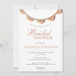 Convite Colar de Pêssego Elegante Chuveiro de Noiva Branco