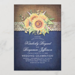 Convite Colar e Marinho de girassol Casamento outono