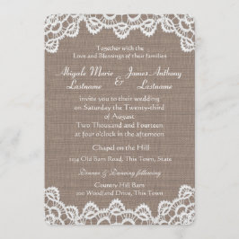Convite Colchete Antiquado Lace e Burlap