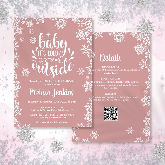 Convite Cold Outside Girl Winter Baby Shower All In One (Cold Outside Girl Winter Baby Shower All In One Invitation)