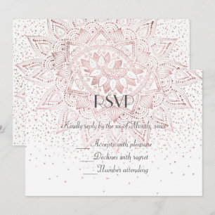 Convite Coleção de casamento de confetes de mandala em ros