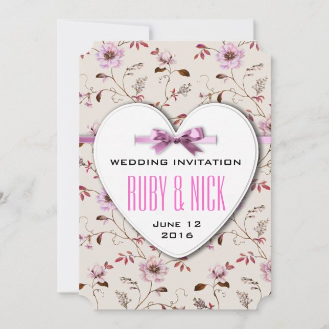 Convite Coleção de casamento floral RomanticCharm (Frente)