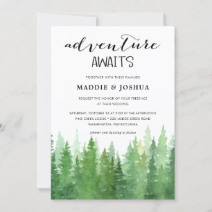Convite Coleção de Casamento Floresta de Pinheiros em Aqua