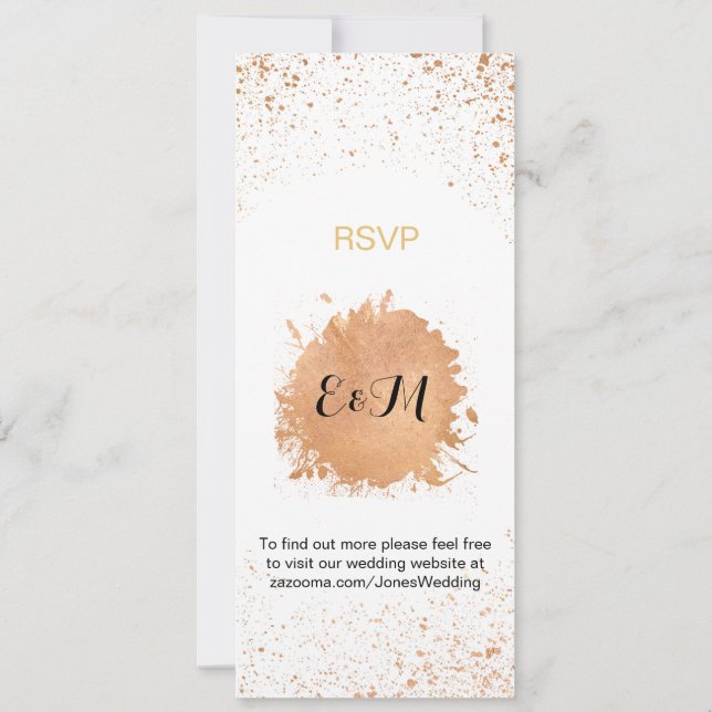 Convite Coleção de Casamento Spray de Cobre RSVP (Verso)