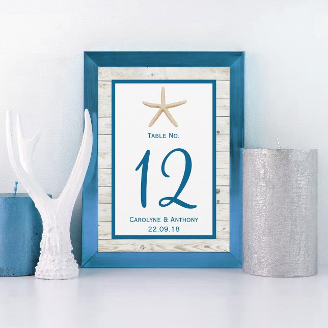 Convite Coleção de Casamento Starfish Whitewashed Wood Bea (Criador carregado)