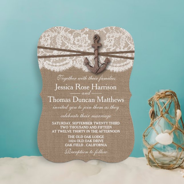 Convite Coleção de Casamentos de Âncoras Náuticas Russas (Criador carregado)