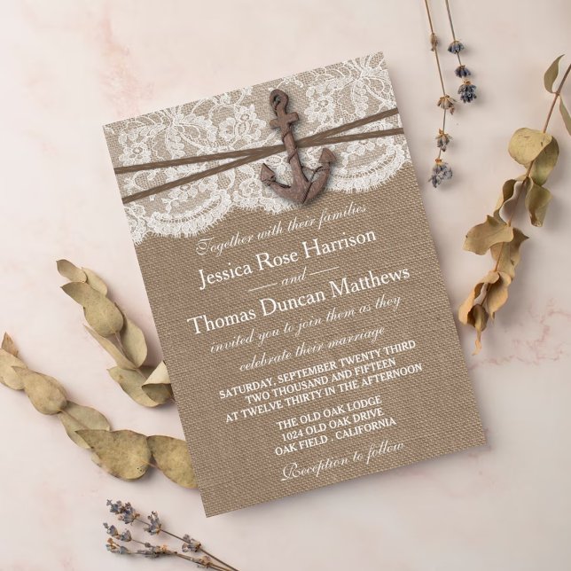 Convite Coleção de Casamentos de Âncoras Náuticas Russas (Criador carregado)