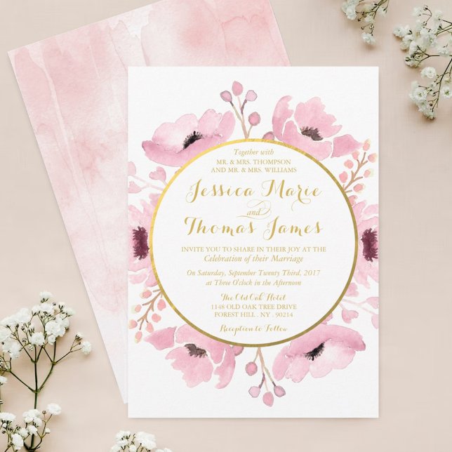 Convite Coleção de Casamentos Florais de primavera Pinks W (Criador carregado)