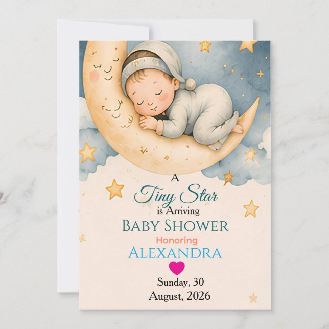Convite Coleção de Chá de Bebê Tiny Star está Chegando (Frente)