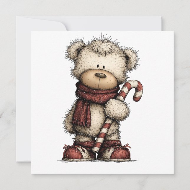Convite Coleção de Clipart de Natal | Urso Teddy  (Frente)