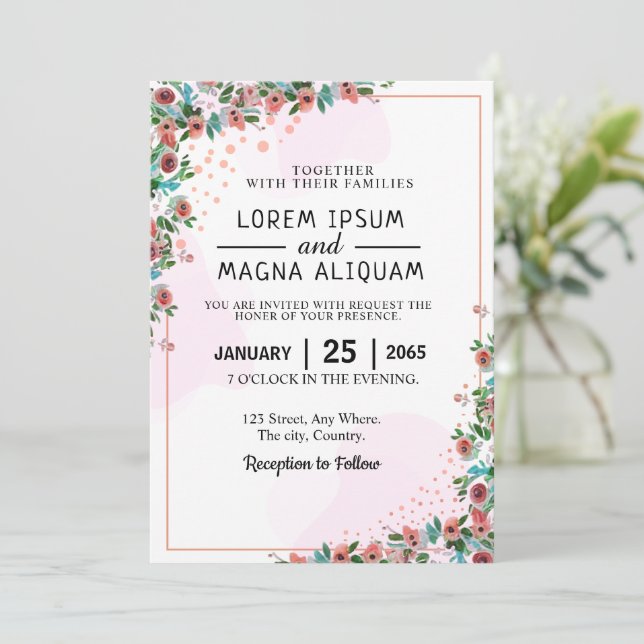 Convite coleção de design de cartas de casamento bonito (Em pé/Frente)