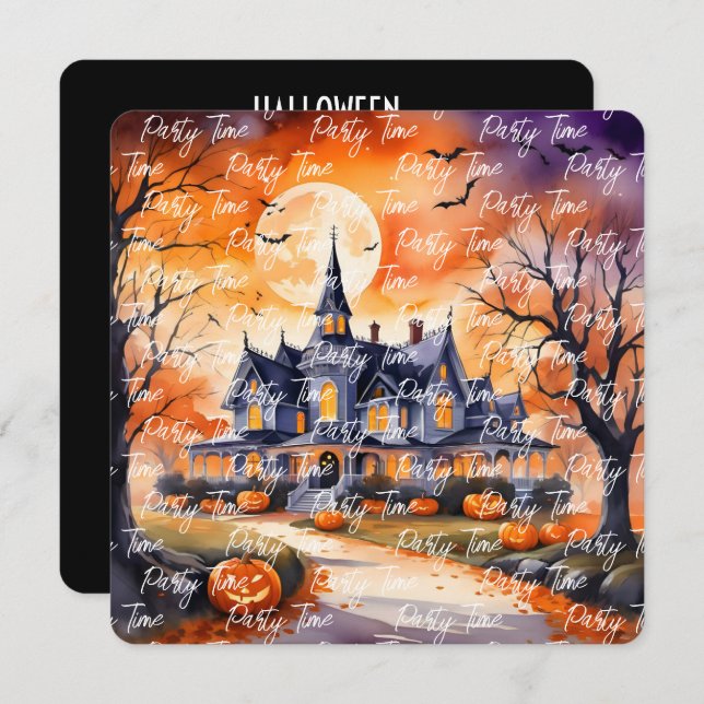 Convite Coleção de outono de Halloween Trendy Pumpkin (Frente/Verso)