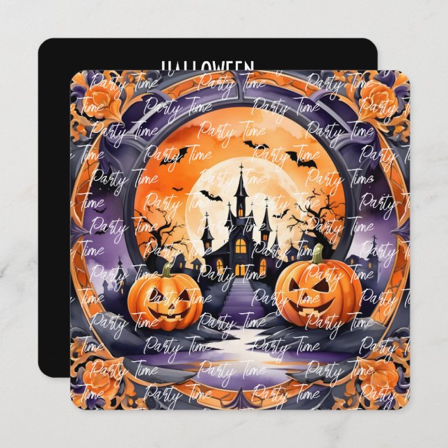 Convite Coleção de outono de Pumpkin Popular do Halloween (Frente/Verso)