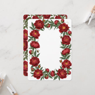 Convite Coleção Vibrante de Peônias Vermelhas Festa Person