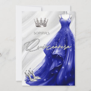 Convite Coletor Azul Real Silver Quinceañera