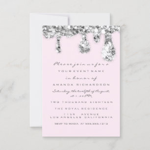 Convite Coletor de Cinza Pink Prata Glitter Bridal Doce 16