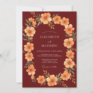 Convite Colheita de Casamento Cativante Damasco