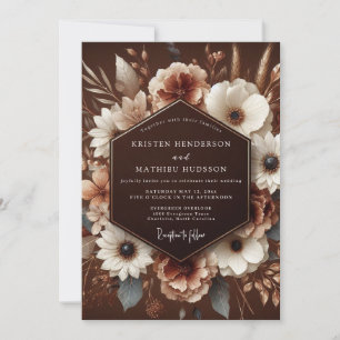 Convite Colheita de Casamento de Flor Marrom