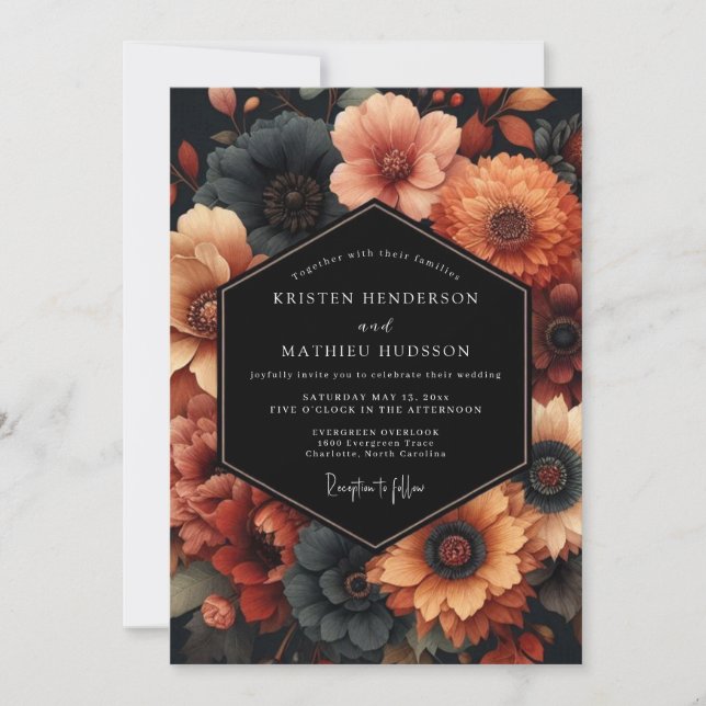 Convite Colheita de Casamento Flor de Laranja Queimada (Frente)