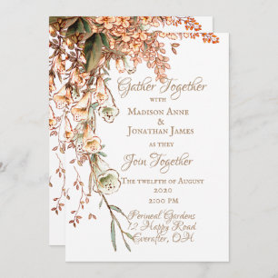 Convite Colheita de Casamento outono Elegante de Script Ga