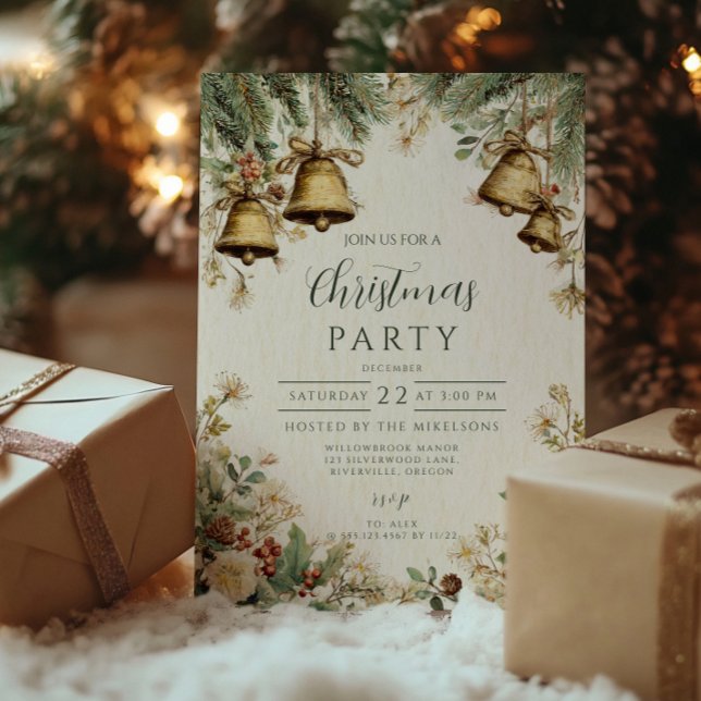 Convite Colheita de Natal de Pinheiros e Bells (Criador carregado)